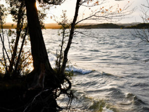 Sunset at Presque Isle, Marquette, MI 49855 by local artist, visual artist, photographer, Taryn Okesson. Autumn in the Upper Peninsula of Michigan on Lake Superior. Fall Colors, Lake Superior Waves.