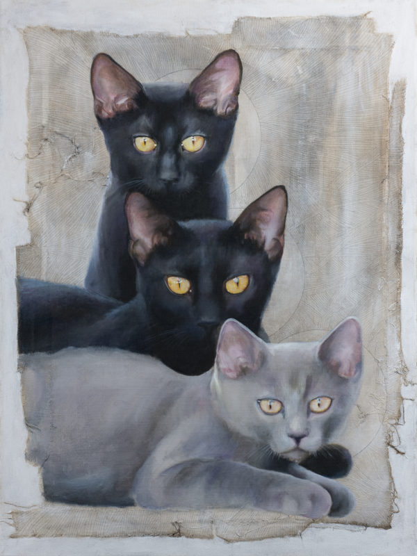 Raven and Kittens - Original